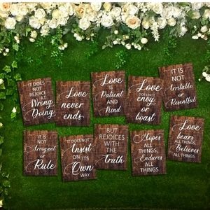 Set of 10 Wedding Signs 1 Corinthians 13, Hand painted wood